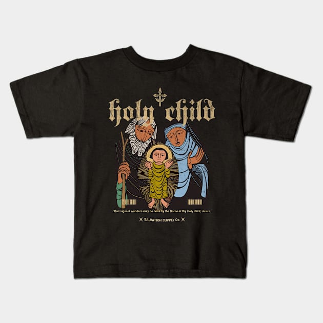 Holy Child - Jesus with Mary & Joseph Kids T-Shirt by Church Store